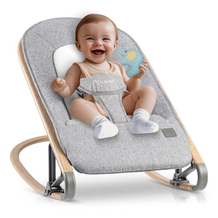 Nukido, leżaczek bujaczek z zabawkami NK-53, szary
