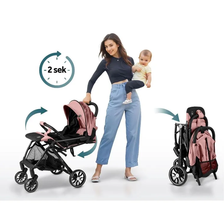 Nukido, Paseo, wózek dziecięcy, spacerówka, różowy