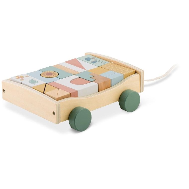 Nukido, zabawka do ciągnięcia z klockami, drewniana