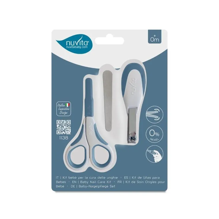 Nuvita, zestaw do paznokci: nożyczki, cążki i 5 pilniczków, powder blue