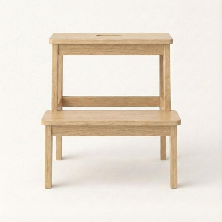 Nuxio, Krok, bambusowy taboret ze schodkiem, 46 cm
