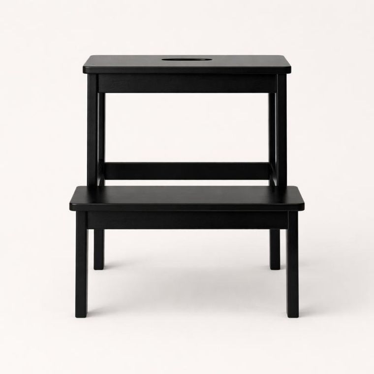 Nuxio, Krok, bambusowy taboret ze schodkiem, 46 cm
