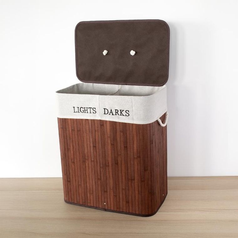 Nuxio, Svana, bambusowy kosz na pranie, 2-komorowy, 100l