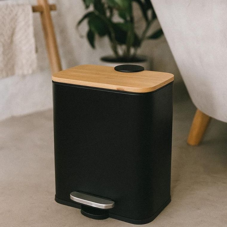 Nuxio, Zetru, wąski kosz łazienkowy z bambusem, 5l