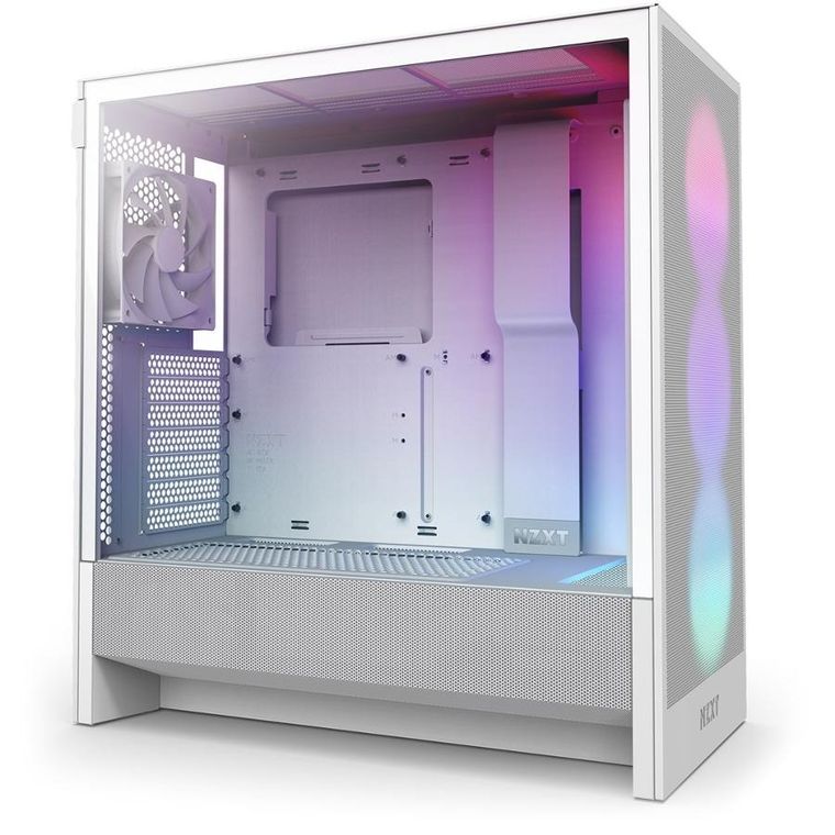 NZXT, H5 Flow, obudowa komputerowa, z oknem, RGB MIDI TOWER, biała