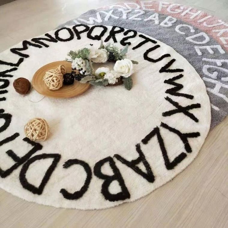 Okrągły dywan, antypoślizgowy, 80-80 cm, Alfabet