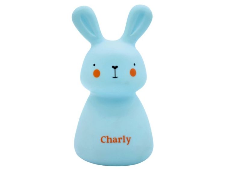 Olala, Króliczek Charly, lampka nocna LED, niebieska