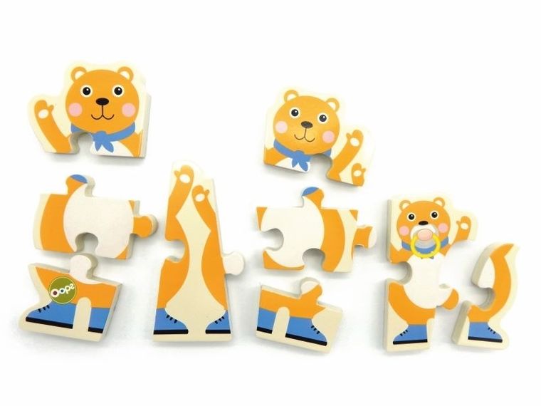 Oops, Miś, puzzle dwustronne, 18m+