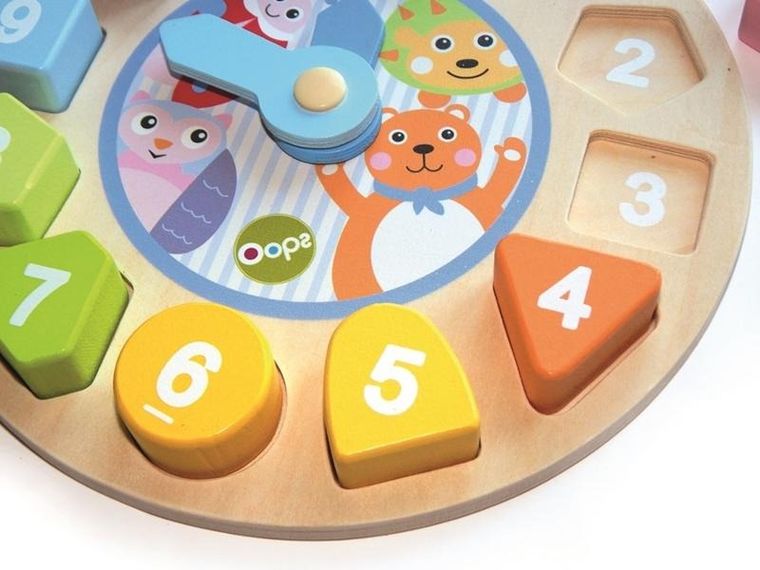 Oops, Zegar, drewniana zabawka edukacyjna