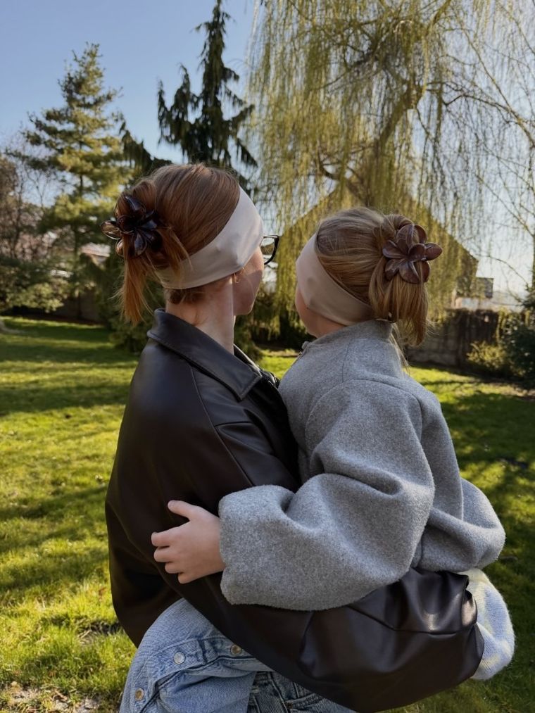 Opaska dla mamy i córki, beżowa, zestaw, 2 szt., Iltom