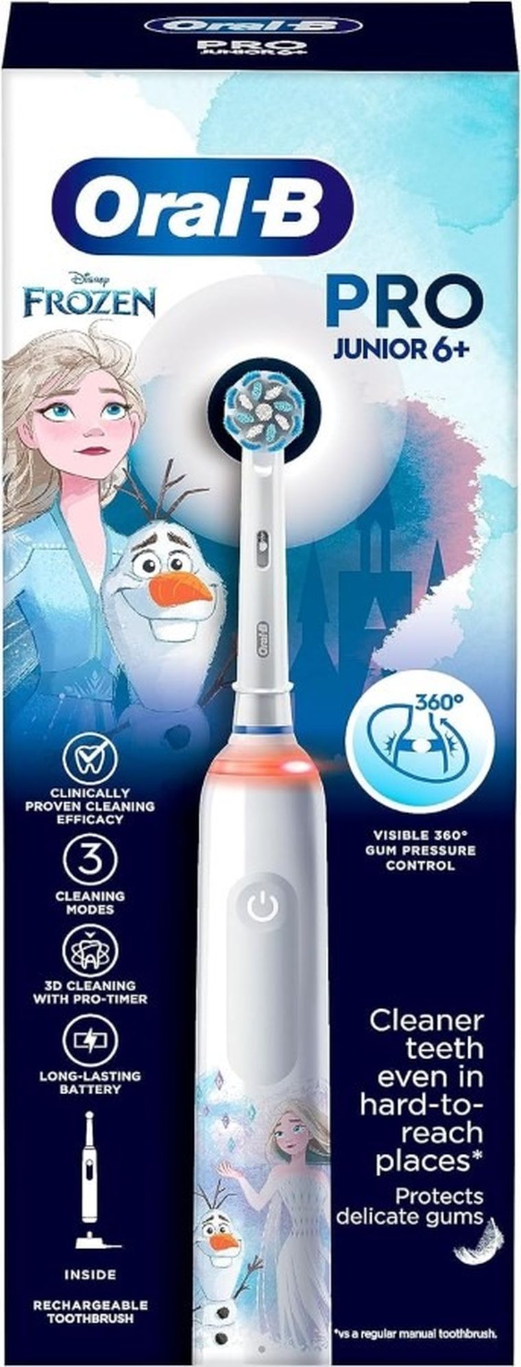 Oral-B, Junior Pro, Kraina Lodu, szczoteczka elektryczna, 6l+