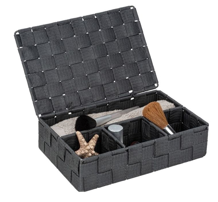 Organizer łazienkowy Adria, 4 przegrody, czarny