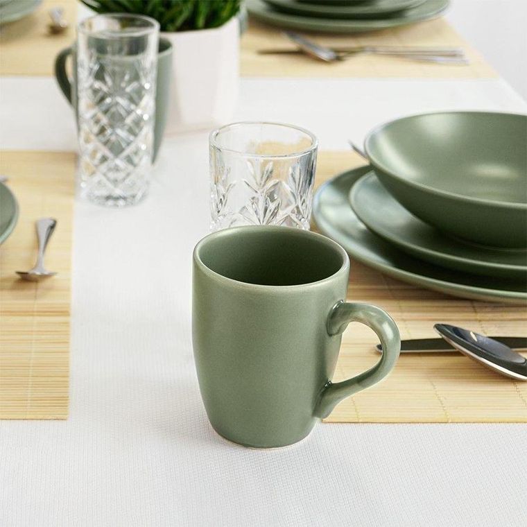 Orion, Alfa, kubek z uchem, ceramiczny, zielony, 350 ml