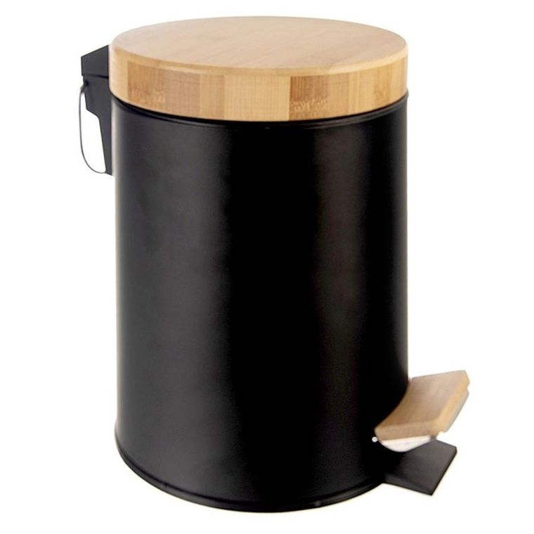 Orion, Black, kosz na śmieci metalowy z pedałem, czarny, 3l