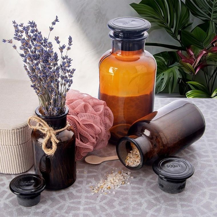 Orion, butelka szklana z korkiem i szeroką szyjką, brązowa, 250 ml