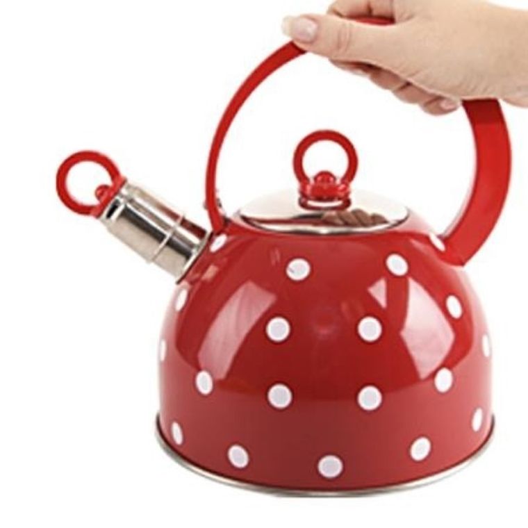 Orion, czajnik stalowy, czerwony, kropki, Karin, 1,8 l