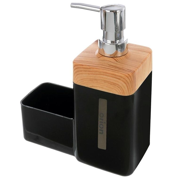 Orion, dozownik płynu do naczyń, z pojemnikiem na gąbkę, czarny, 500 ml