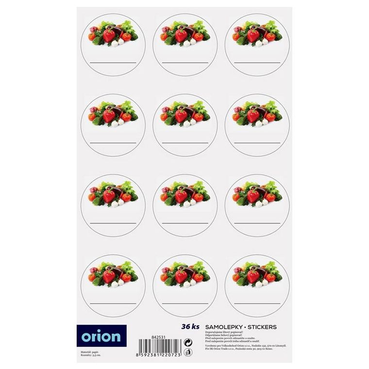 Orion, etykiety samoprzylepne na słoiki, 36 szt.