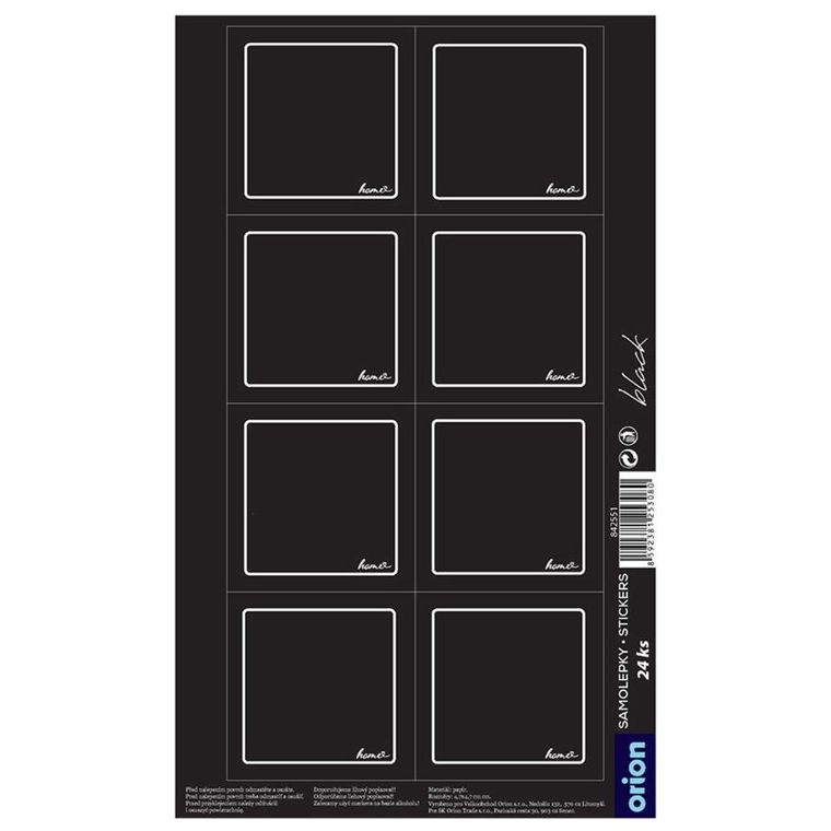 Orion, etykiety samoprzylepne na słoiki, czarne, 24 szt.