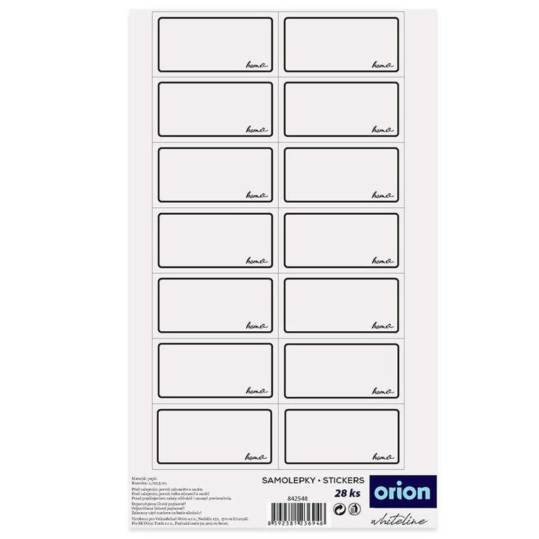 Orion, etykiety samoprzylepne na słoiki, Whiteline, 28 szt.