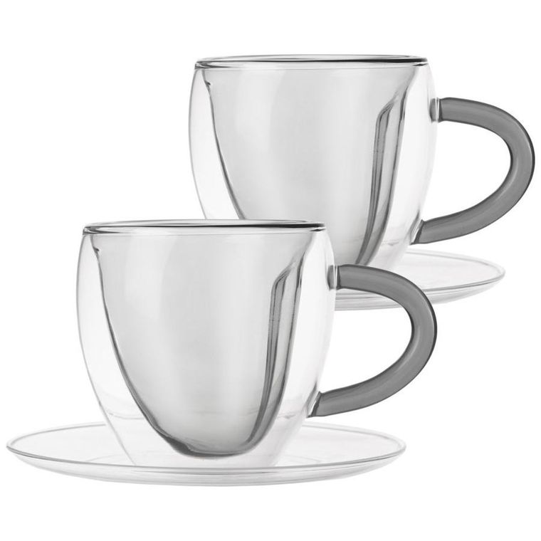 Orion, filiżanki termiczne ze spodkiem z podwójną ścianką, do kawy i herbaty, Double, 160 ml, 2 szt.