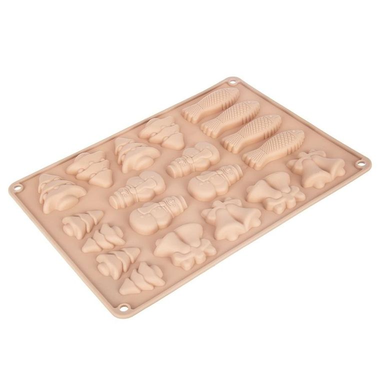 Orion, forma do ciastek i pralin, silikonowa, beżowa, 34-24,5-1 cm