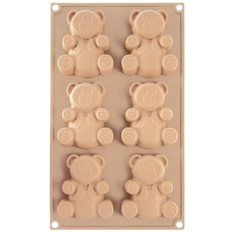 Orion, forma do ciastek muffinek silikonowa, beżowa, misie, 30-17,5-2 cm