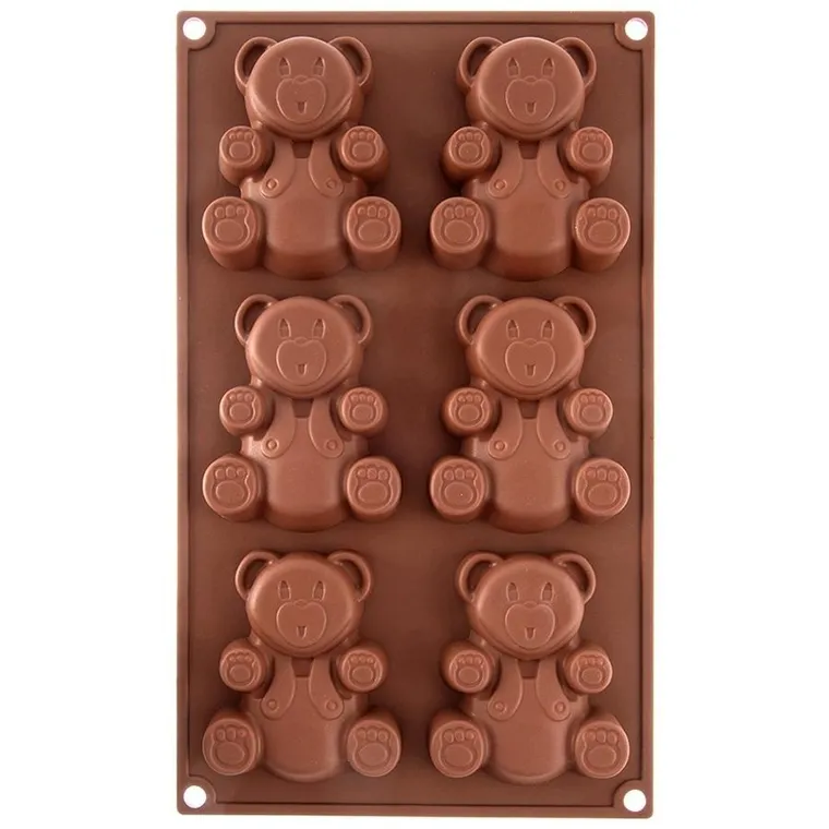 Orion, forma do ciastek muffinek silikonowa, brązowa, misie, 30-17,5-2 cm