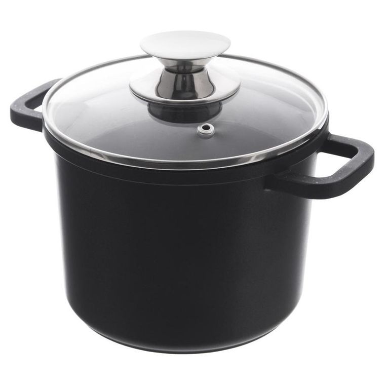 Orion, garnek granitowy ze szklaną pokrywką wysoki, Grande, 2 l