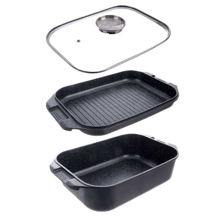 Orion, Grande, brytfanna granitowa z pokrywką, 7l, 41-26-15 cm