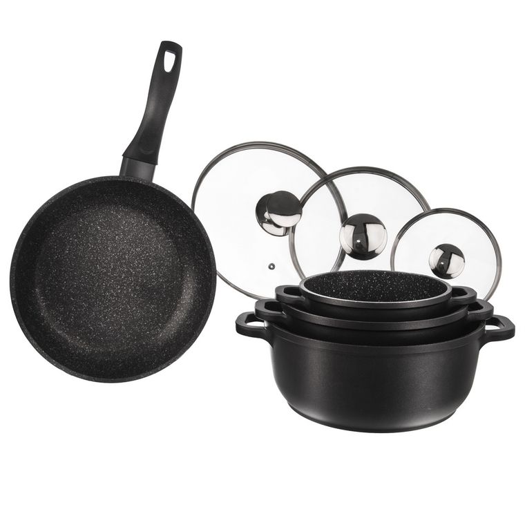 Orion, Grande, garnki granitowe, patelnia, zestaw