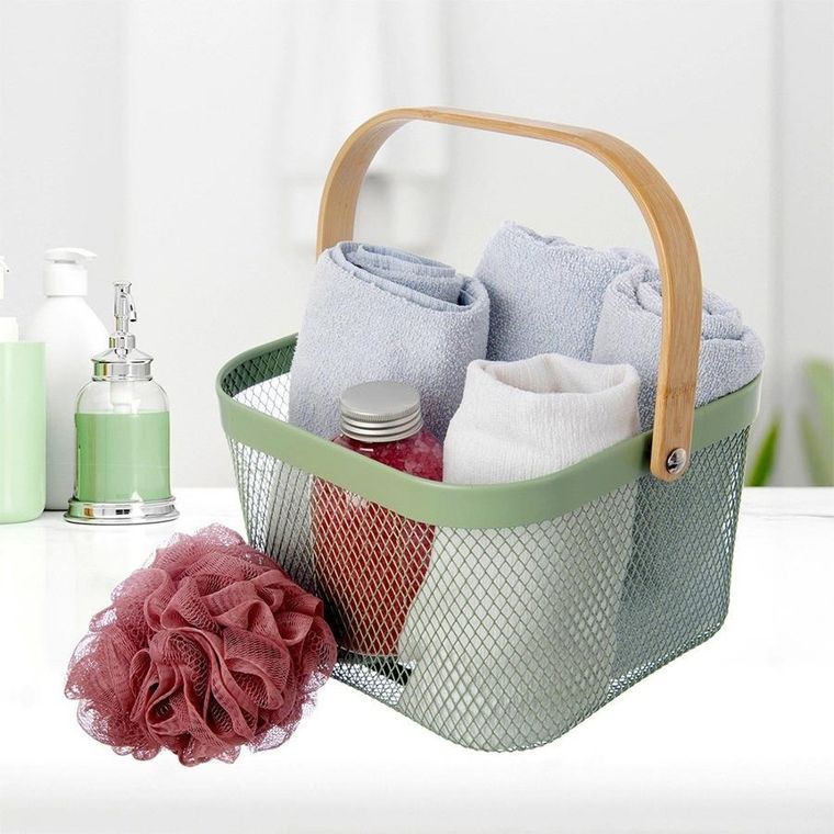 Orion, Greenish, koszyk do przechowywania, metalowy, zielony, 27-24,5-17,5 cm