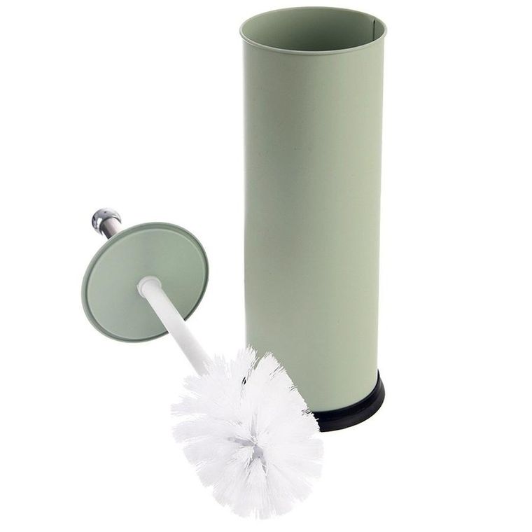Orion, Greenish, szczotka do toalety ze stojakiem, metalowa, zielona, 10-38,5 cm