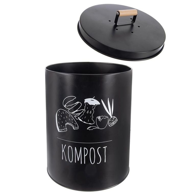 Orion, kompostownik kuchenny, metalowy, z filtrem węglowym, czarny, 8l
