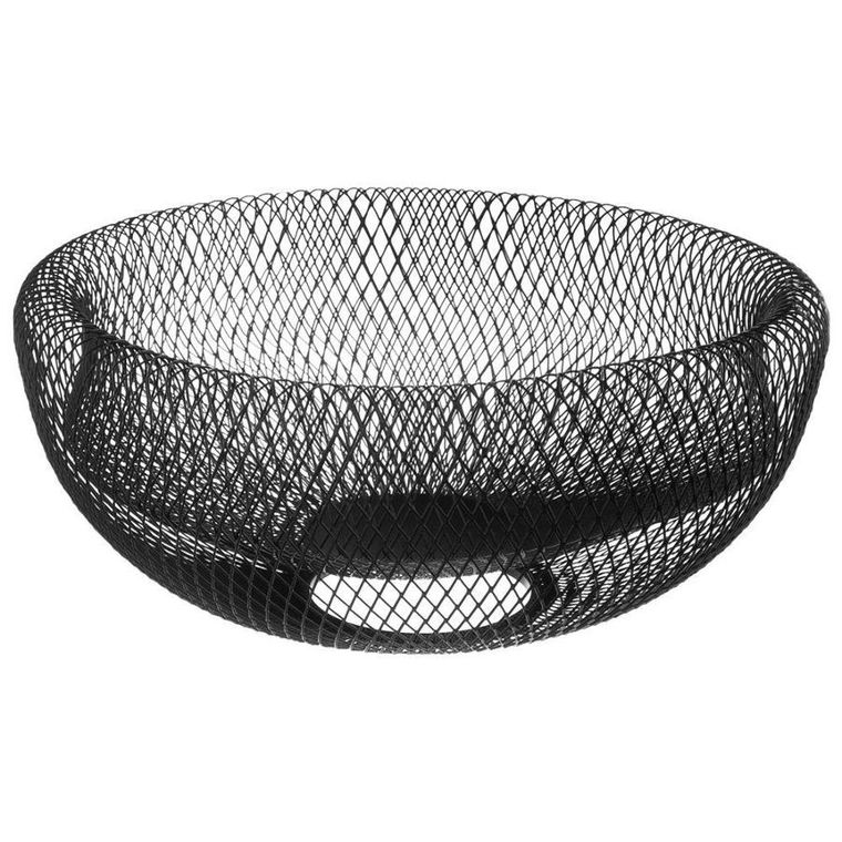 Orion, koszyk na owoce i warzywa, metalowy czarny, okrągła loft, 30 cm