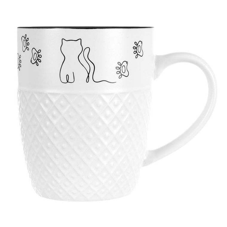 Orion, kubek porcelanowy, biały, kotek, 380 ml
