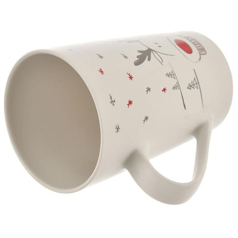 Orion, kubek porcelanowy z dekorem, biały renifer, 430 ml