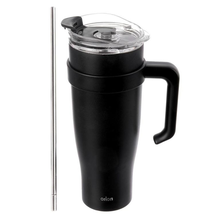 Orion, kubek termiczny z uchwytem, stalowy, czarny, 1,2l