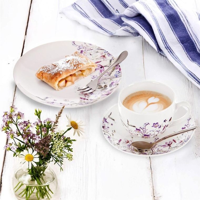 Orion, Louka, filiżanka ze spodkiem, porcelanowa, kwiaty, 260 ml