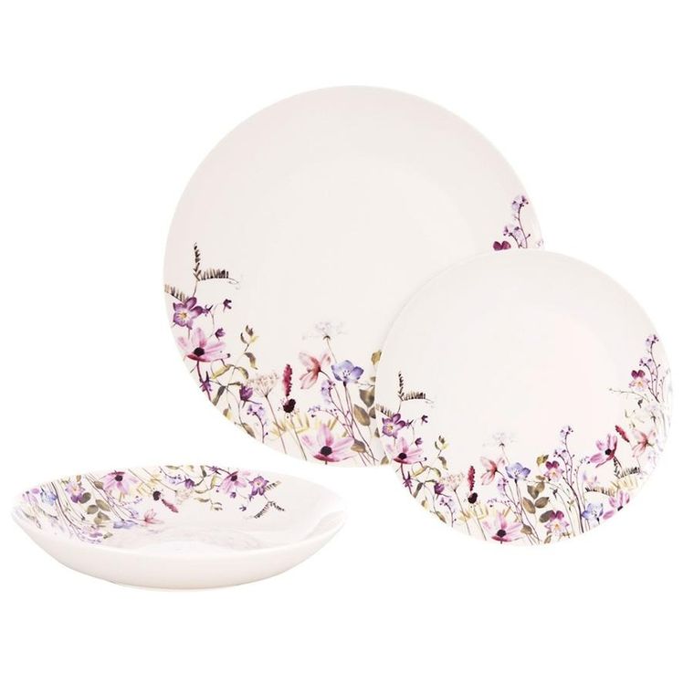 Orion, Louka, zestaw serwis obiadowy, porcelanowy, kwiaty, 18 elementów