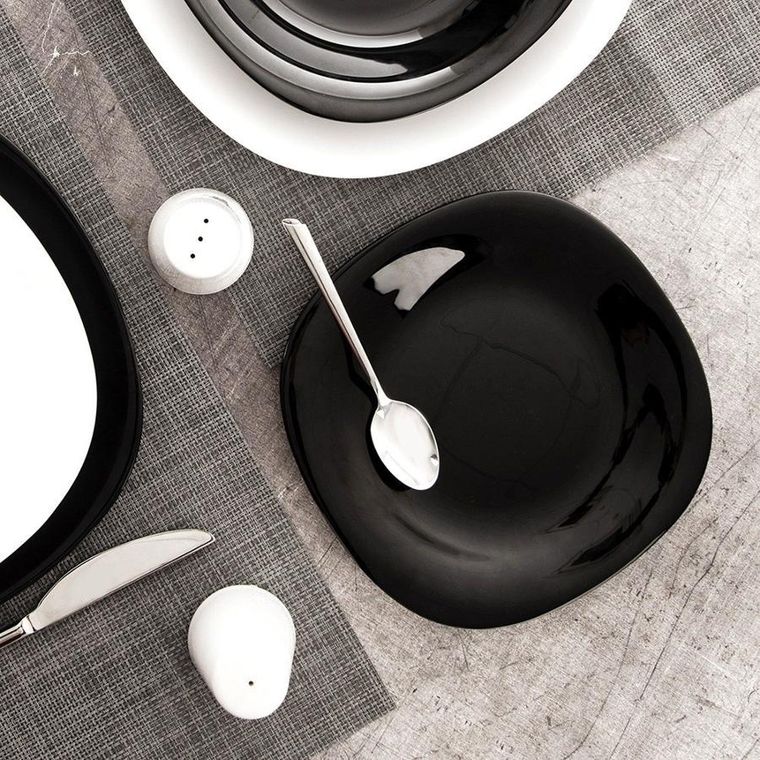 Orion, Luna, talerz deserowy, szklany, czarny, 20,5-20,5-1,8 cm