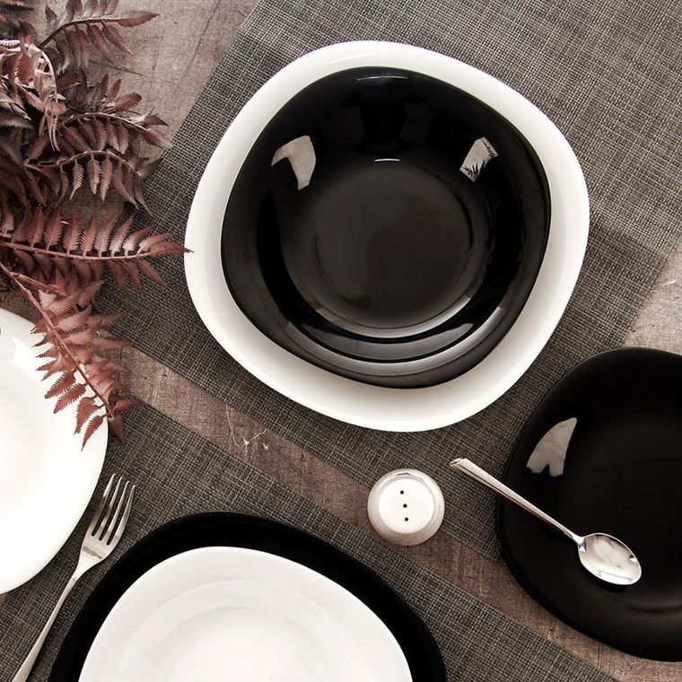 Orion, Luna, talerz obiadowy, głęboki, szklany, czarny, 21,5 cm, 650 ml