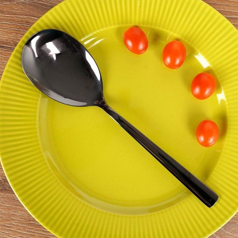 Orion, łyżka do sałaty, stalowa, czarna, 25 cm