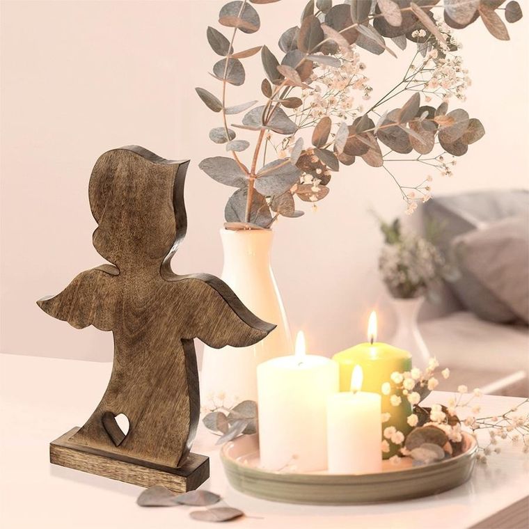 Orion, Mango, figurka świąteczna, drewniana, anioł, 38,5 cm