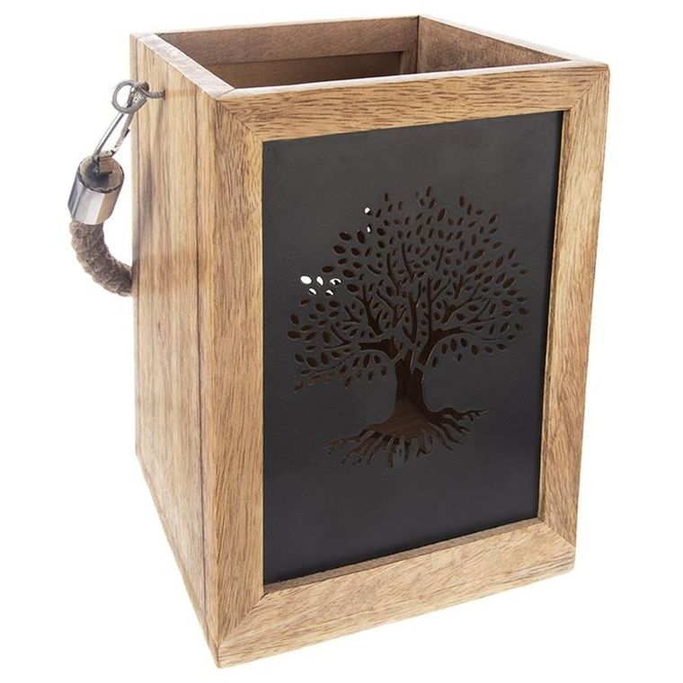 Orion, Mango, lampion na świeczkę, drewniany, 20 cm