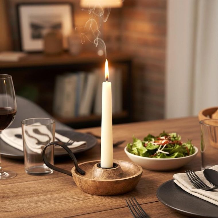 Orion, Mango, świecznik drewniany, 14-10-8,5 cm