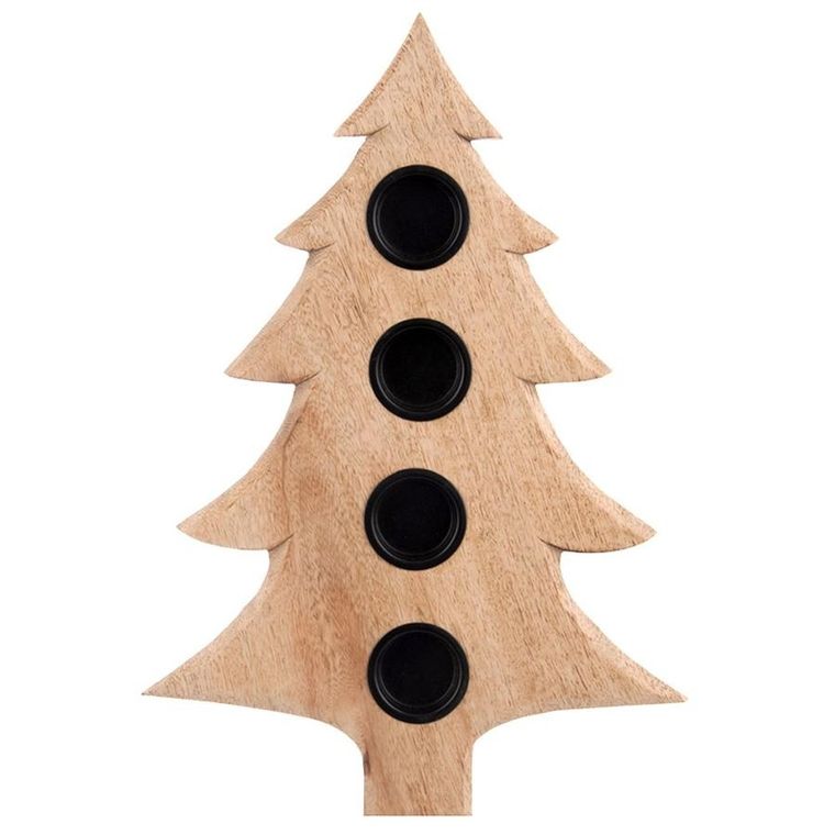 Orion, Mango, świecznik drewniany, na 4 świeczki, 40-27,5 cm