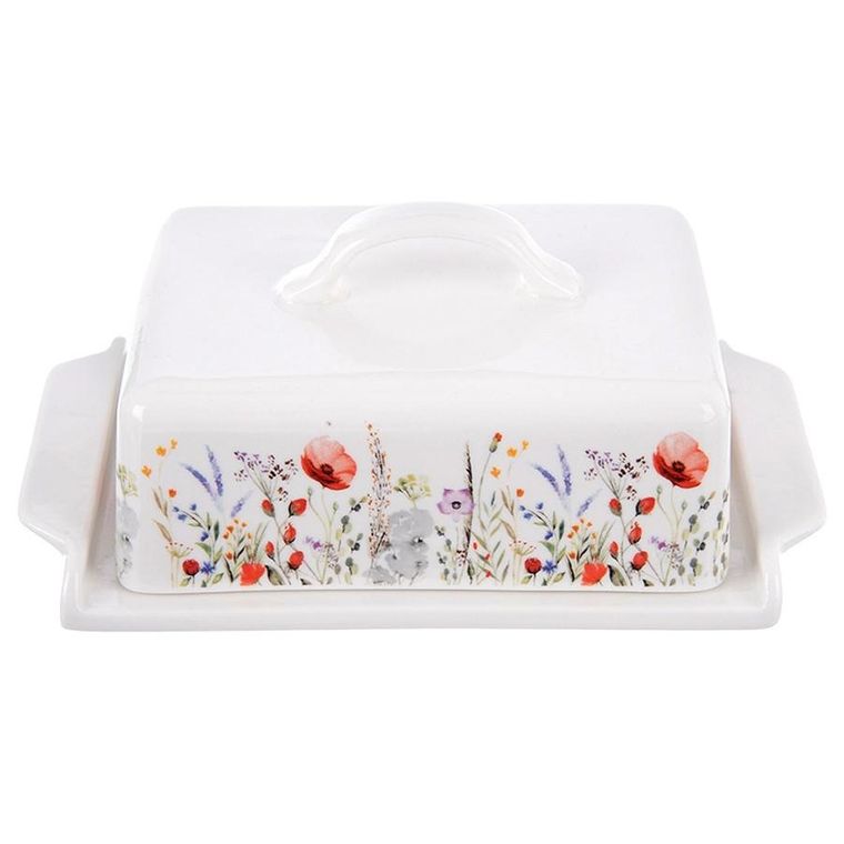 Orion, maselniczka, porcelanowa, maki, biała