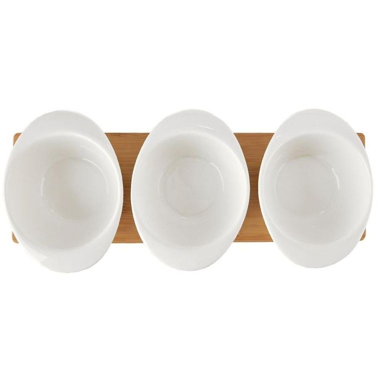 Orion, miseczki na przekąski, porcelanowe, białe na tacy, WhiteLine, 32 cm, 7 elementów