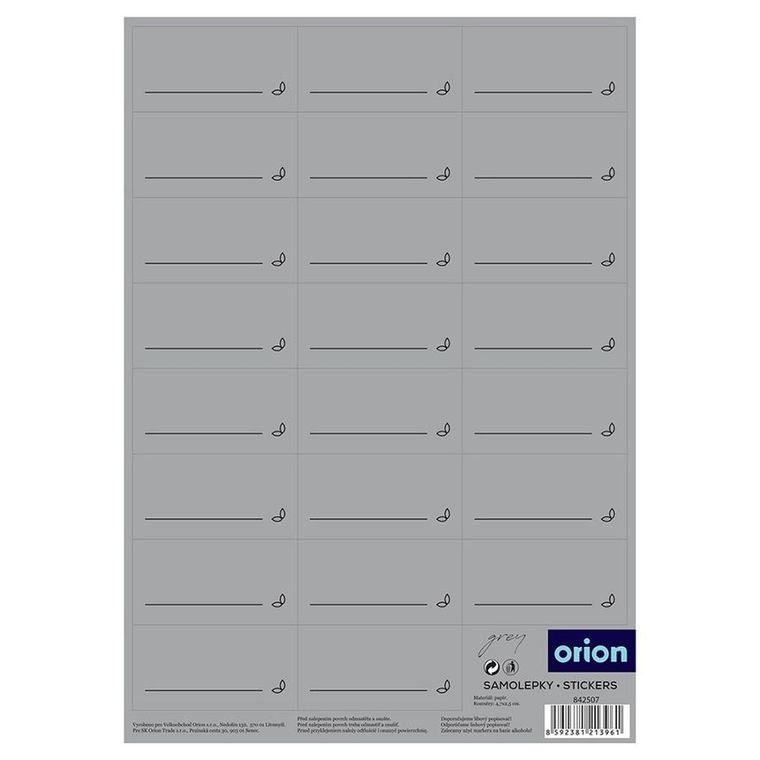 Orion, naklejki na przyprawy szare samoprzylepne, szare, 23 szt.